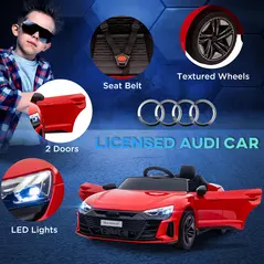 HOMCOM Audi Licensed 12V Kids Electric Ride-On, with Remote Control, Suspension System, Lights, Music, Motor - Red - 4
