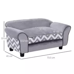 PawHut Dog Sofa Bed for XS-Sized Dogs, Cat Sofa with Soft Cushion, Pet Chair Lounge with Washable Cover, Removable Legs, Wooden Frame - Grey - 3