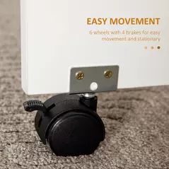 HOMCOM Multi-Storage Six-Person Drop Leaf Dining Table -  White - 7