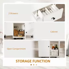 HOMCOM Multi-Storage Six-Person Drop Leaf Dining Table -  White - 6