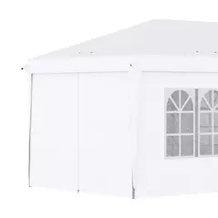Outsunny 3 x 6 m Garden Pop Up Gazebo, Wedding Party Tent Marquee, Water Resistant Awning Canopy with Sidewalls, Windows, Carry Bag, White - 8