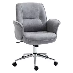 Vinsetto Swivel Computer Office Chair Mid Back Desk Chair for Home Study Bedroom, Light Grey - 1