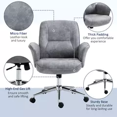 Vinsetto Swivel Computer Office Chair Mid Back Desk Chair for Home Study Bedroom, Light Grey - 7