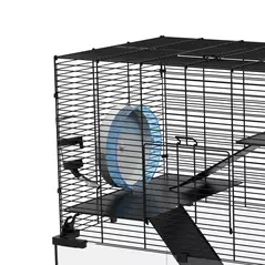 PawHut 3 Tiers Hamster Cage, Gerbil Cage with Deep Glass Bottom, Non-Slip Ramps, Platforms, Hut, Exercise Wheels, Water Bottle, Dish, for Syrian Hamster, Dwarf Hamster, 60 x 40 x 54.5cm - 9