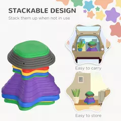 ZONEKIZ Kids Stepping Stones, 11 Pieces Balance River Stones for Obstacle Course, Stackable Non-Slip Starfish Shape, Sensory Play for Indoors, Outdoors - 7