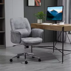 Vinsetto Swivel Computer Office Chair Mid Back Desk Chair for Home Study Bedroom, Light Grey - 2