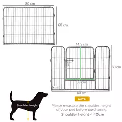 PawHut 16 Panels Heavy Duty Puppy Playpen, for Small Dogs, Indoor and Outdoor Use - Grey - 3