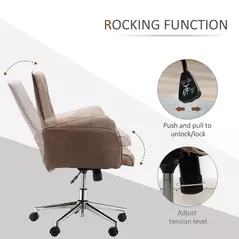 Vinsetto Office Desk Chair, Microfibre Vanity Chair with Height Adjustable, Armrest, Swivel Chair for Home, Coffee - 5