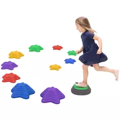 ZONEKIZ Kids Stepping Stones, 11 Pieces Balance River Stones for Obstacle Course, Stackable Non-Slip Starfish Shape, Sensory Play for Indoors, Outdoors - 1