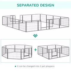 PawHut 16 Panels Heavy Duty Puppy Playpen, for Small Dogs, Indoor and Outdoor Use - Grey - 7