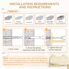 PawHut 4 Piece Cat Shelf with Scratching Post, Wall-Mounted Cat Tree for Indoor Cat - Beige - 7