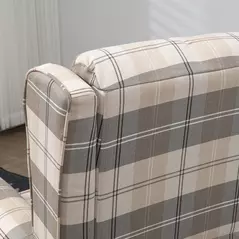 HOMCOM Wingback Recliner Armchair for Living Room, Pushback Reclining Chair with Round Armrests, Footrest and Rubber Wood Legs, Khaki - 9