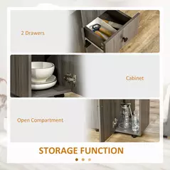 HOMCOM Multi-Storage Six-Person Drop Leaf Dining Table - Grey - 6