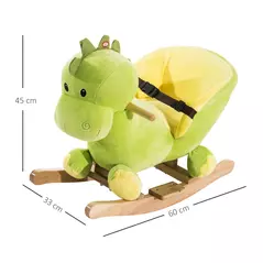 HOMCOM Kids Rocking Horse, Plush Ride-On Dinosaur Seat, with Seat Safety Belt, 32 Songs, Ride-On Horse - 3