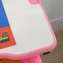 HOMCOM Kids Desk and Chair Set, Student Adjustable Writing Desk, with Drawer, Pen Slot, Hook - Pink - 9
