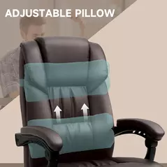 Vinsetto 6-Point Massage Office Chair, PU Leather Desk Chair with Adjustable Height and Footrest for Home Office, Brown - 9