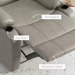 HOMCOM Recliner Chair, Microfibre Reclining Chair with Adjustable Leg Rest, Cup Holders, Recliner Armchair for Home Living Room, Brown - 6