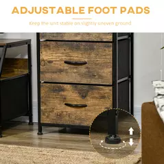 HOMCOM Industrial Storage Cabinet, Fabric Chest of Drawers with Display Shelves, 3 Drawers Storage Unit for Living Room, Rustic Brown - 6