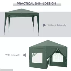Outsunny 3 x 3m Pop Up Gazebo, Wedding Party Canopy Tent Marquee with Carry Bag and Windows, Green - 4