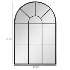 HOMCOM 90 X 61cm Arched Grid Mirror - White - 3