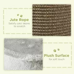 PawHut 58cm Cat Scratching Post, with Covered Plush, Play Balls, for Corner Walls - Grey - 6
