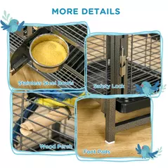 PawHut Parrot Cage, Travel Carry Pet Bird Cage, with Metal Handle - 6