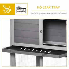 PawHut Wooden Rabbit Hutch, Guinea Pig Cage, with Wheels, Run, Slide-Out Tray, Ramp - 7