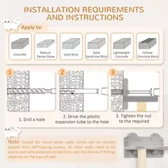 PawHut 5PCs Cat Wall Furniture with Perch, Cat House, Scratching Post - 7