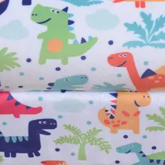 HOMCOM Children's Armchair Flannel Kids Sofa Tub Chair Cartoon Dinosaur Pattern Wooden Frame Bedroom Playroom Seater Multicolour - 9