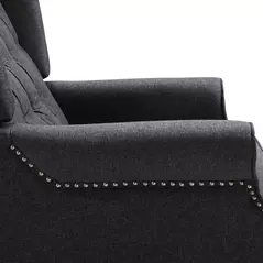 HOMCOM Recliner Armchair, Vintage Reclining Chair with Nail Head Trim, Wingback Chair with Button Tufted Back and Footrest, for Living Room, Dark Grey - 9