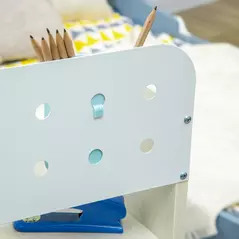 HOMCOM Kids Desk and Chair Set, with Storage Shelves, Washable Cover, for Ages 3-12 Years - Blue - 8