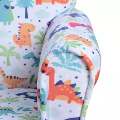 HOMCOM Children's Armchair Flannel Kids Sofa Tub Chair Cartoon Dinosaur Pattern Wooden Frame Bedroom Playroom Seater Multicolour - 8