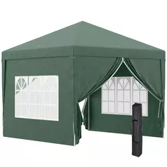 Outsunny 3 x 3m Pop Up Gazebo, Wedding Party Canopy Tent Marquee with Carry Bag and Windows, Green - 1