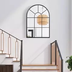 HOMCOM 90 X 61cm Arched Grid Mirror - White - 7