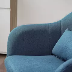 HOMCOM Swivel Linen Fabric Accent Chair for Living Room Contemporary Vanity Armchair with Adjustable Height Thick Cushion Lumbar Support Armrest for Bedroom Office Blue - 9