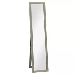 HOMCOM Rustic Full Length Mirror, 37 x 157 cm, Farmhouse Wall Hanging and Freestanding Floor Mirror for Living Room, Bedroom, Grey - 1