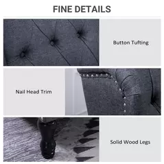 HOMCOM Recliner Armchair, Vintage Reclining Chair with Nail Head Trim, Wingback Chair with Button Tufted Back and Footrest, for Living Room, Dark Grey - 6