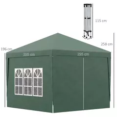 Outsunny 3 x 3m Pop Up Gazebo, Wedding Party Canopy Tent Marquee with Carry Bag and Windows, Green - 3
