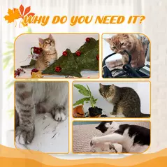 PawHut 242cm Adjustable Floor-To-Ceiling Cat Tree, with Artificial Decoration, Perches, Anti-Slip Kit - Yellow - 8