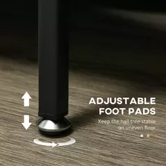 HOMCOM Clothes Rail, Metal Clothes Rack with Shoe Rack, 5 Tier Storage Shelves, 5 Side Hooks, Coat Stand for Bedroom, Living Room, Hallway, Rustic Brown and Black - 5