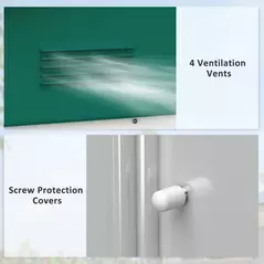 Outsunny 6.5ft x 3.5ft Metal Garden Storage Shed for Outdoor Tool Storage with Double Sliding Doors and 4 Vents, Green - 6