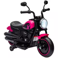 HOMCOM 6v Electric Motorbike with Training Wheels, One-Button Start - Pink - 1