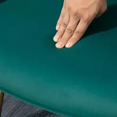 HOMCOM Modern Armchair with Footstool, Upholstered Accent Chair with Ottoman, Steel Legs, Velvet Wingback Chair for Living Room, Bedroom, Home Study, Dark Green - 6