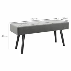 HOMCOM End of Bed Bench with X-Shape Design and Steel Legs, Upholstered Hallway Bench for Bedroom, Grey - 3