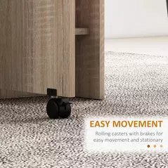 HOMCOM 80-140 cm Folding Dining Table for 4-6 People, Drop Leaf Table with 2-Tier Shelves, Rolling Casters, for Small Spaces, Kitchen, Flat, Dining Room, Natural - 6