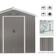 Outsunny 6.5ft x 3.5ft Metal Garden Storage Shed for Outdoor Tool Storage with Double Sliding Doors and 4 Vents, Grey - 7