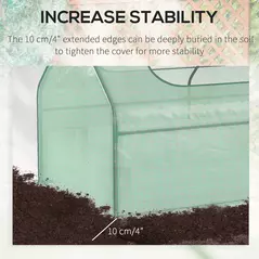 Outsunny Raised Garden Bed with Greenhouse, Steel Planter Box with Plastic Cover, Roll Up Window, Dual Use for Flowers, Vegetables, Fruits and Herbs, 185L x 95W x 92H cm, Green - 9