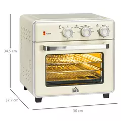 HOMCOM 20L 90-230℃ Mini Electric Oven - Cream - 3