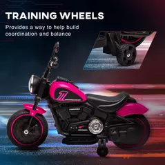 HOMCOM 6v Electric Motorbike with Training Wheels, One-Button Start - Pink - 5