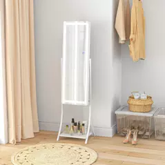 HOMCOM Free Standing Dressing Mirror with LED Lights, Full Length Mirror with 3 Temperature Colours and Storage Shelf - 2